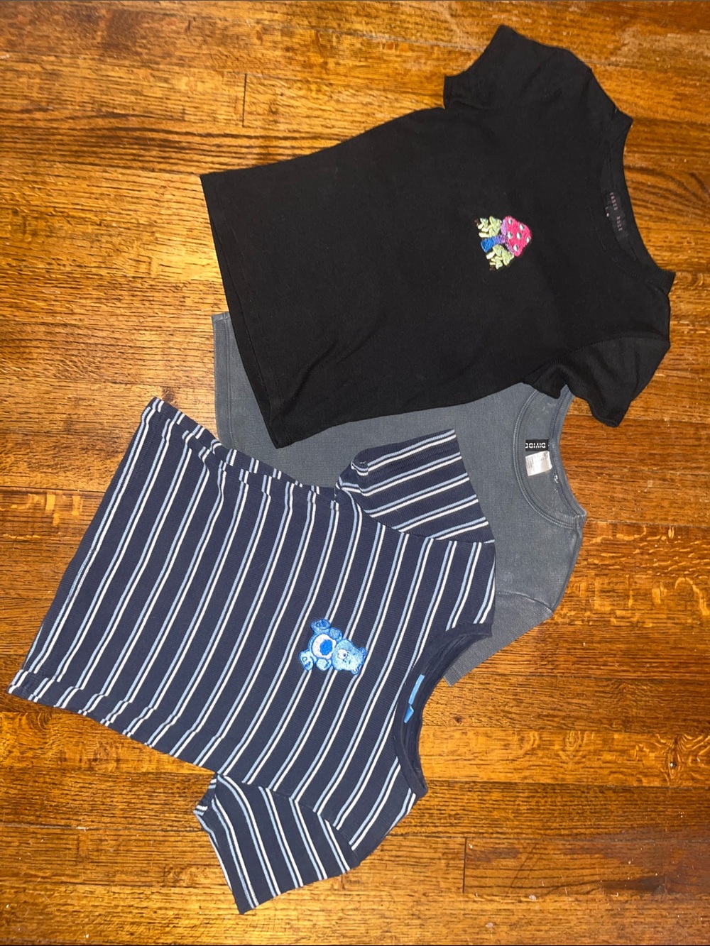 Textured Baby-Tees | Black, Gray, Navy Stripe